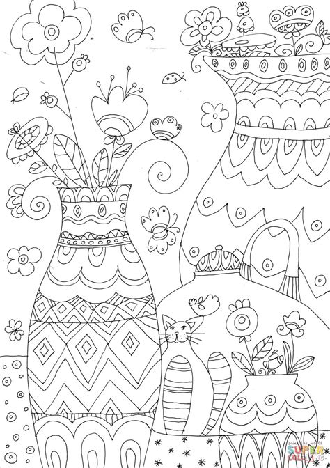 Download or print free a4 vase coloring pages for your kids. Flower Vases coloring page | Free Printable Coloring Pages