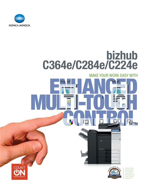 The main electrical outlet must be located within 7.5 feet from the right rear corner of the bizhub c554e/c454e main unit. Konica Minolta Bizhub 224e Brochure - Brochure Image