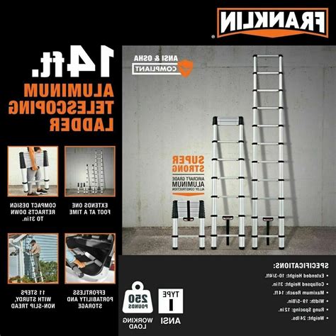 Ladders.co.uk are the main supplier of ladders in the uk, with free delivery on all products. FRANKLIN Portable 14 Ft. Telescoping Ladder USA SELLER