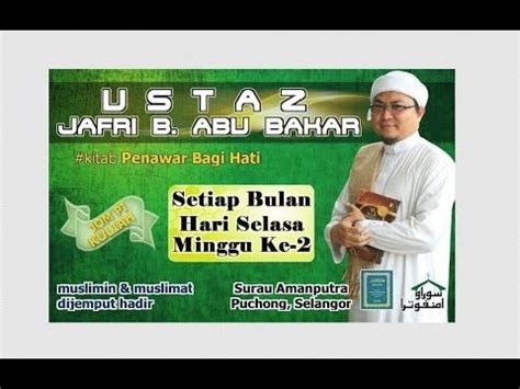 Kitab ini tersedia dalam bentuk pdf.<br><br>semoga ia dapat memberi manfaat kepada anda semua.<br>terima kasih. Ustaz Jafri Mahmoodi: 'Kitab Penawar Bagi Hati (m/s:19 ...