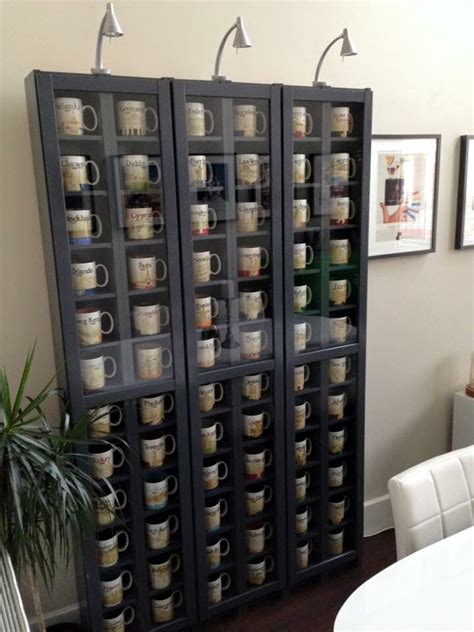 Hanging wall display cases and shadow box frames with doors are another good option to explore if you are looking for a nice way to display your collection on the wall. Starbucks | Coffee bar home, Coffee mug display, Mug display