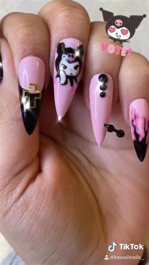 $27.00 5 custom video/clips requests (1 minute each): Kuromi Sanrio Press on nail set Video | Pink nails, Goth ...