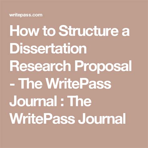 It is a funding mechanism for novel and innovative concepts that potentially address identified generic. How to Structure a Dissertation Research Proposal - The ...