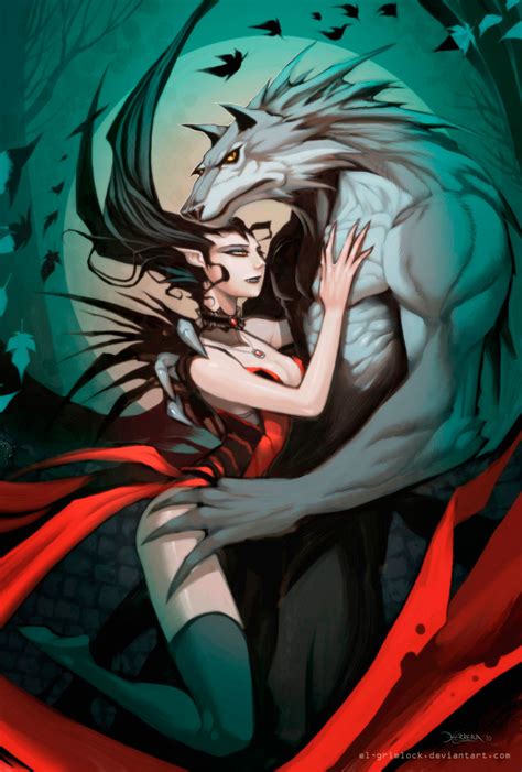 Check out amazing vampire artwork on deviantart. Vampiress and Wolf by el-grimlock on DeviantArt