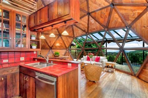 One space (kitchen + living area) bedroom: Hand Built Geodesic Dome Cabin near San Francisco