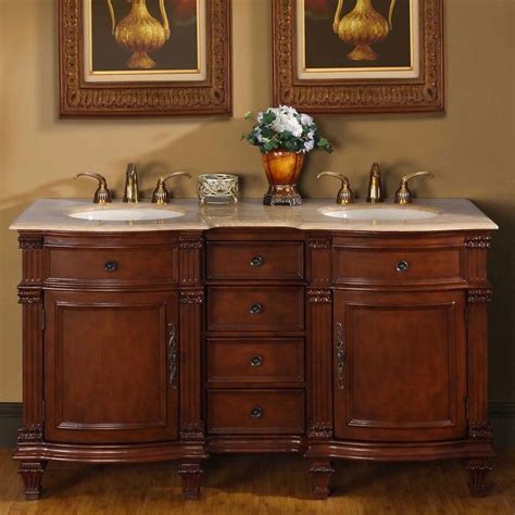 While the your bathroom was once just a porcelain sink. Silkroad Exclusive 60" Double Sink Cabinet Bathroom Vanity