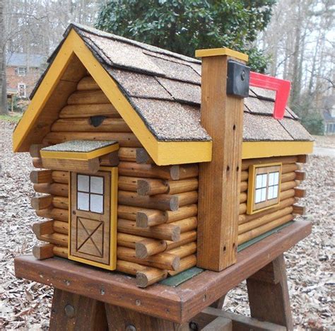 All natural, real wood log exterior. Log Cabin Mailbox, handcrafted, shingles, door and windows ...