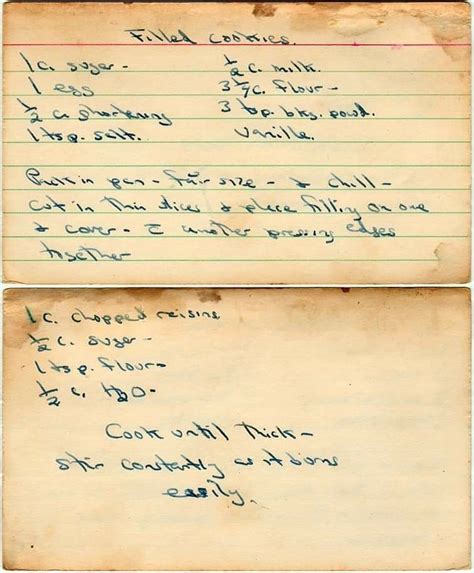 Bake my favorite raisin cookie recipe with caramel frosting or a recipe for soft raisin cookies, oatmeal crusted bars or applesauce bars. Pin by Kathy Culp on Vintage Recipes | Filled cookies ...