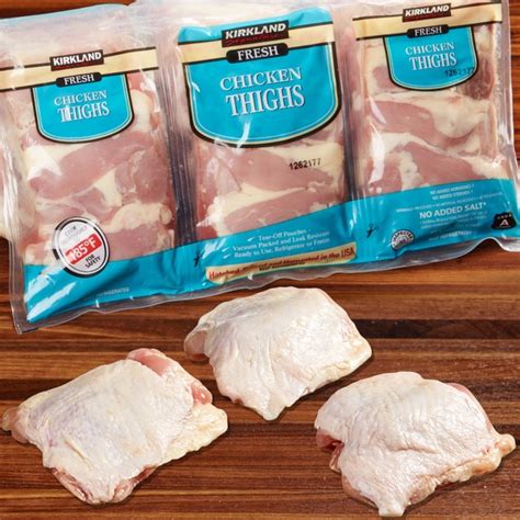 Pan searing and further slow cooking also helps render off excess fat from the skin, making it intensely. Kirkland Signature Fresh Chicken Thighs, price per lb | La ...