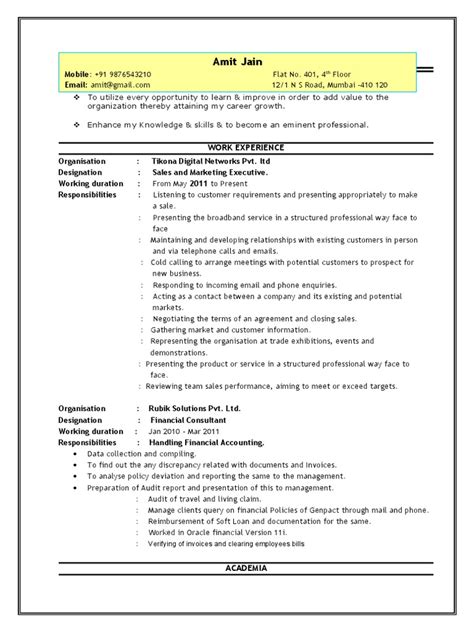 Besides resumes in word format, pdf fresher's resume templates are also very common. sales executive resume sample.doc | Sales | Invoice
