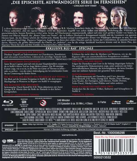 Martin's series of fantasy novels, a song of ice and fire. Game of Thrones Season 4 (Blu-ray) - WOM