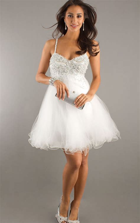 Wedding dress with black and white lace top. White Cocktail Dress Picture Collection | DressedUpGirl.com