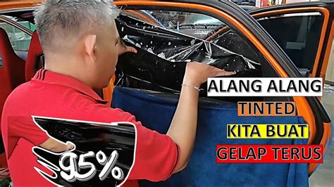 Tinted kereta murah & berkualiti !!! cara pasang tinted pintu kereta 95% gelap - YouTube