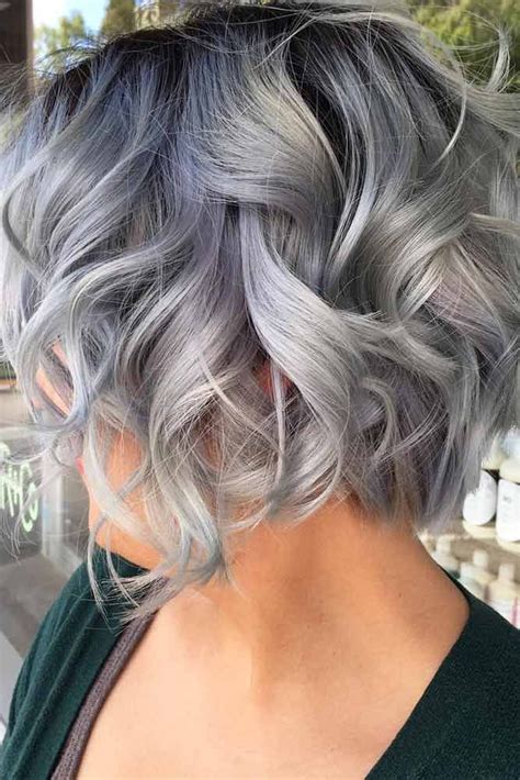 Learn how to get wavy hair and how to manage your wavy hair. Trendy Hair Color : Layered Wavy Short Bob #shortgreyhair ...