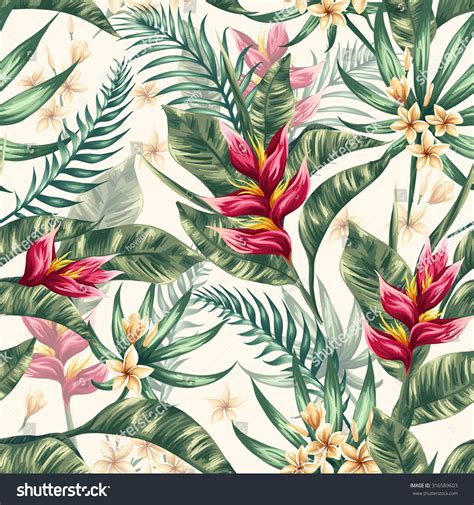 Vector repeated design is royalty free stock photo by katrine glazkova. Seamless Pattern Tropical Flowers Watercolor Style Stock ...