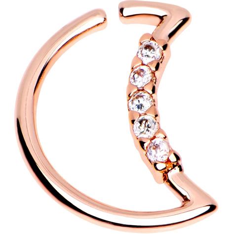 16 gauge rose gold crystal daith heart hoop ring, rook hoop, cartilage hoop, helix or tragus hoop, or septum hoop. Clear CZ Strand Gem Rose Gold Plated Moon Right Daith Cartilage Tragus | Daith jewelry, Gold bar ...