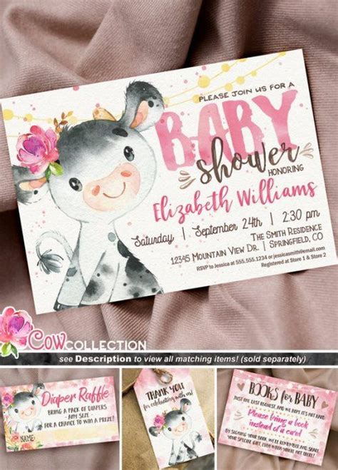 Check spelling or type a new query. Buy Now Cow Baby Shower Girl Invitation Pink Farm animal ...