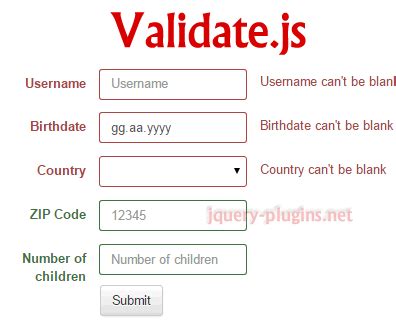 Validate.js – Declarative Validation with Javascript | jQuery Plugins