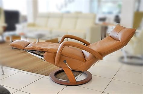 The adele recliner has a sleek profile that brings a new design concept for reclining chairs. Gaga Leather Manual Swivel Recliner, 2020