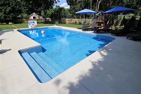 While the corners of your rectangle pool can be true 90 degree angles, many pool owners soften this modern look by rounding the corners, typically with a 2'. Kayak Inground Pool Deck For Above Ground Pools Designs ...