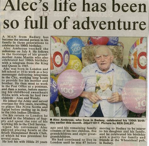 AMBROSE, Alec - News article 2011, Alec's life has been so 