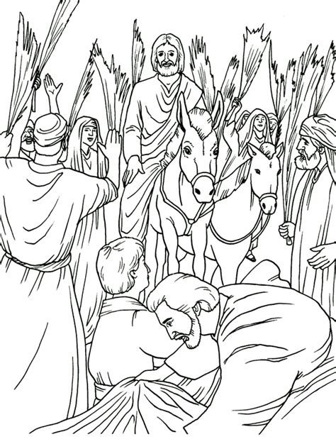 Children love seeing jesus, mary and joseph in the nativity scene. The Triumphal Entry (3) Coloring Page | Bible coloring ...