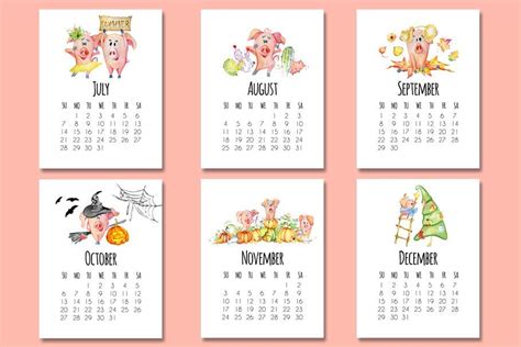 2019 blank and printable pdf calendar. Calendar pigs template 2019 Year | Pig cartoon ...