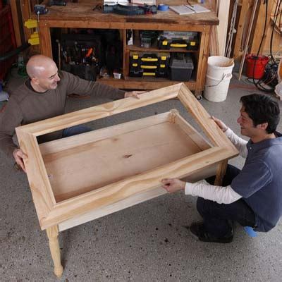 This cocktail table is 32 inches square and 18 inches high. Assemble the table | How to Build a Display Coffee Table ...