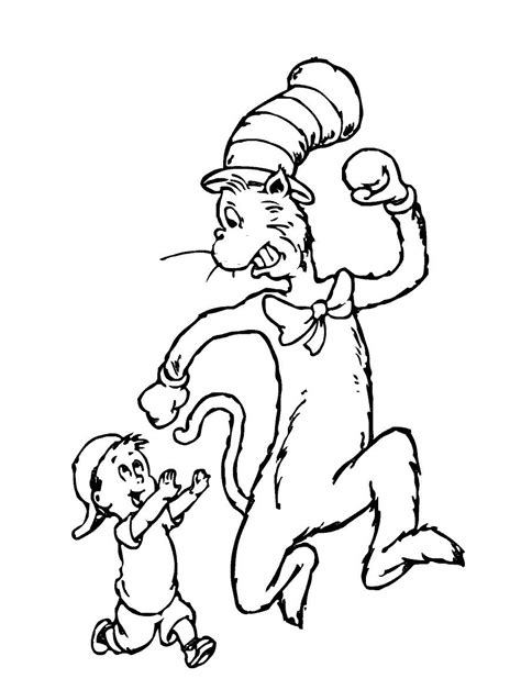 Happy halloween coloring page for children. Free Printable Cat in the Hat Coloring Pages For Kids | Dr ...