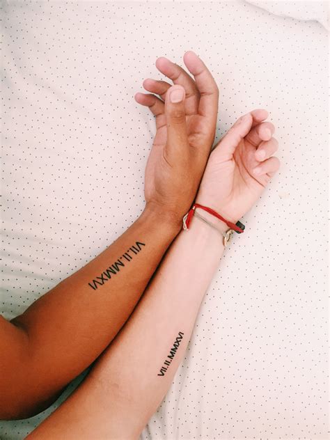 Here's the thing about couples tattoos: Matching tattoo | tattoo | ink | Roman numerals | wedding ...