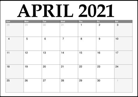 Blank, editable and easy to print. Calendar Month Of April 2021 Printable Calendar Templates.