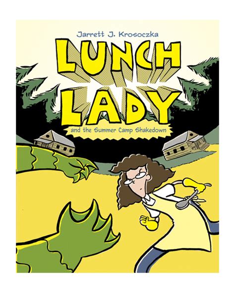 A lunch lady serves the meals to the student fish of freshwater high. Graphic Novel Resources: Lunch Lady, Volumes 3-8