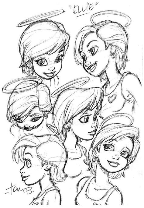 The easiest way to start is to use dividing lines to map out the. Ellie Head Shots by tombancroft on deviantART | Sketches ...