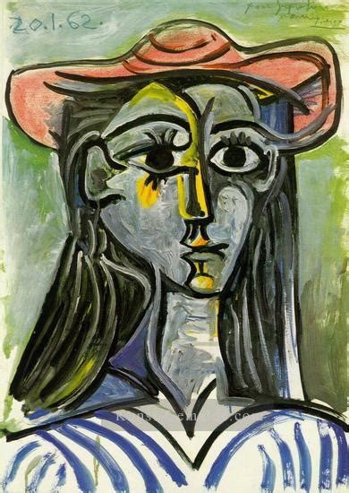 Bei auktionen wechseln seine werke für zweistellige millionensummen den besitzer. Frau au chapeau Buste 1962 kubist Pablo Picasso Gemälde ...