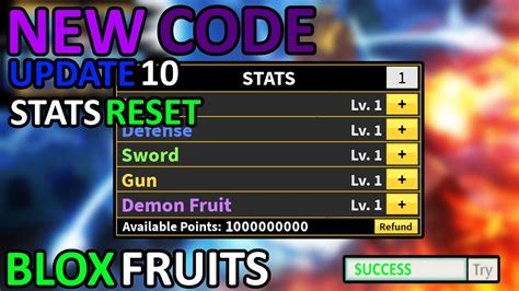 Here's the list including all the working codes we can find. Blox Fruits Codes Reset Stats | BloxFruitsCodes.com