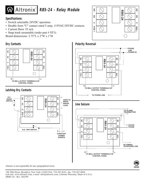 ℹ️ download altronix at4 manual (total pages: Altronix RBSN Relay Module (12/24VDC, DPDT Contacts @ 1A ...