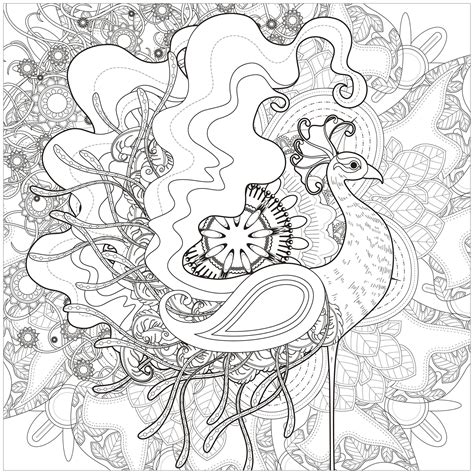 Leaf clover coloring pages] 6. Majestic peacock - Peacocks Coloring Pages for Adults ...