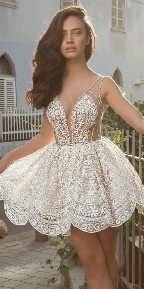 The style of short dresses tends to be a good fit with outdoor, beach, and more casual weddings for brides who want to wear white, bridal gown with a skirt that falls above the knee. 24 Hot Sexy Short Wedding Dresses | Wedding Dresses Guide
