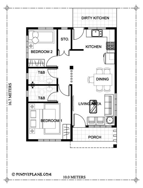 A collection of twenty five effective 3d floor plan layouts for a 1 bedroom home. Two Bedroom Small House Design (SHD-2017030) | Pinoy ePlans