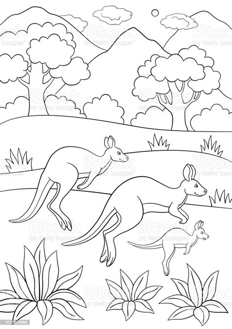 Select from 35754 printable crafts of cartoons, nature, animals, bible and many more. Coloring Pages The Kangaroo Family Runs Stock Illustration ...