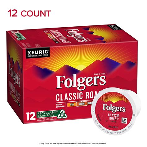 Not recyclable in all communities. FOLGERS CLASSIC ROAST COFFEE K-CUPS 0.28OZ - Jollys ...