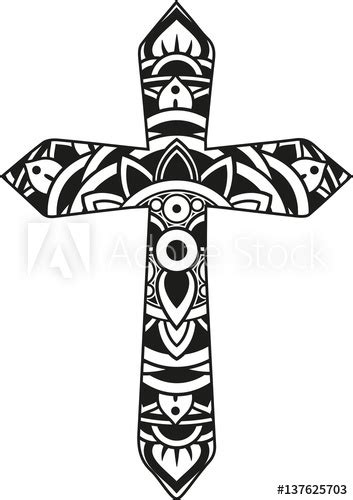 3d layered cross mandala svg, christian multi layer dxf. Vector illustration of a mandala cross silhouette ...
