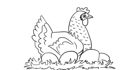 Here's a fun barn coloring page featuring a trio of adorable farm animals! Chicken with Eggs Coloring Page - Learn About Nature