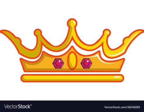 Attractive queen with crown looking at camera on grey background. Queen crown icon cartoon style Royalty Free Vector Image