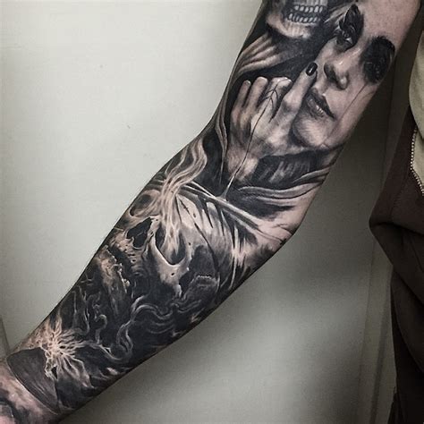 Sleeve tattoo designs black and grey. tattoo-sleeve-black-and-grey | Black and grey tattoos ...