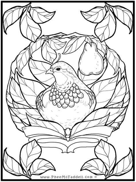 The single character pages can also be used as puppets (cut them out and glue them onto a craft stick or unsharpened pencil). Partridge in a Pear Tree Coloring Page | Coloriage mandala ...