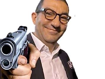 Quand il parlait des habitants de l'urss chez zemmour, à la faveur de la critique d'un livre de ory, le monde serait bien coupé en deux mais autrement : Sticker de TBM sur politic jean messiha gun arme pistolet ...