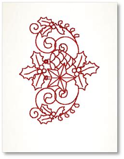 Christmas Redwork Embroidered Card (0031) | Embroidered ...