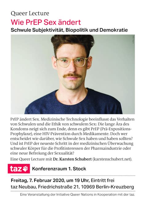 Bei uns hat sich kaum etwas verändert. Queer Lecture: Wie die PreP Sex verändert, 7.2.20, taz ...