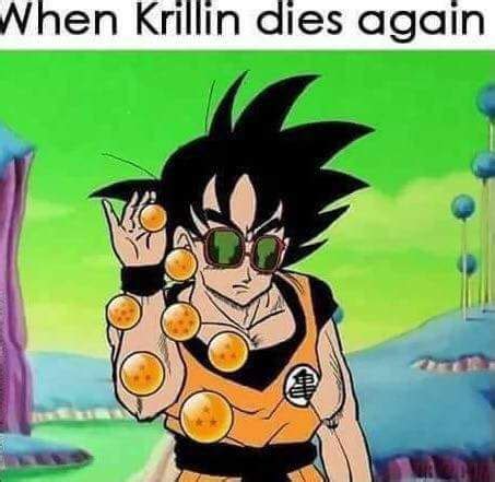 Goku, vegeta, freezer, cell, piccolo, krilin, etc. When Krillin Dies again. DBZ meme Funny goku (With images ...